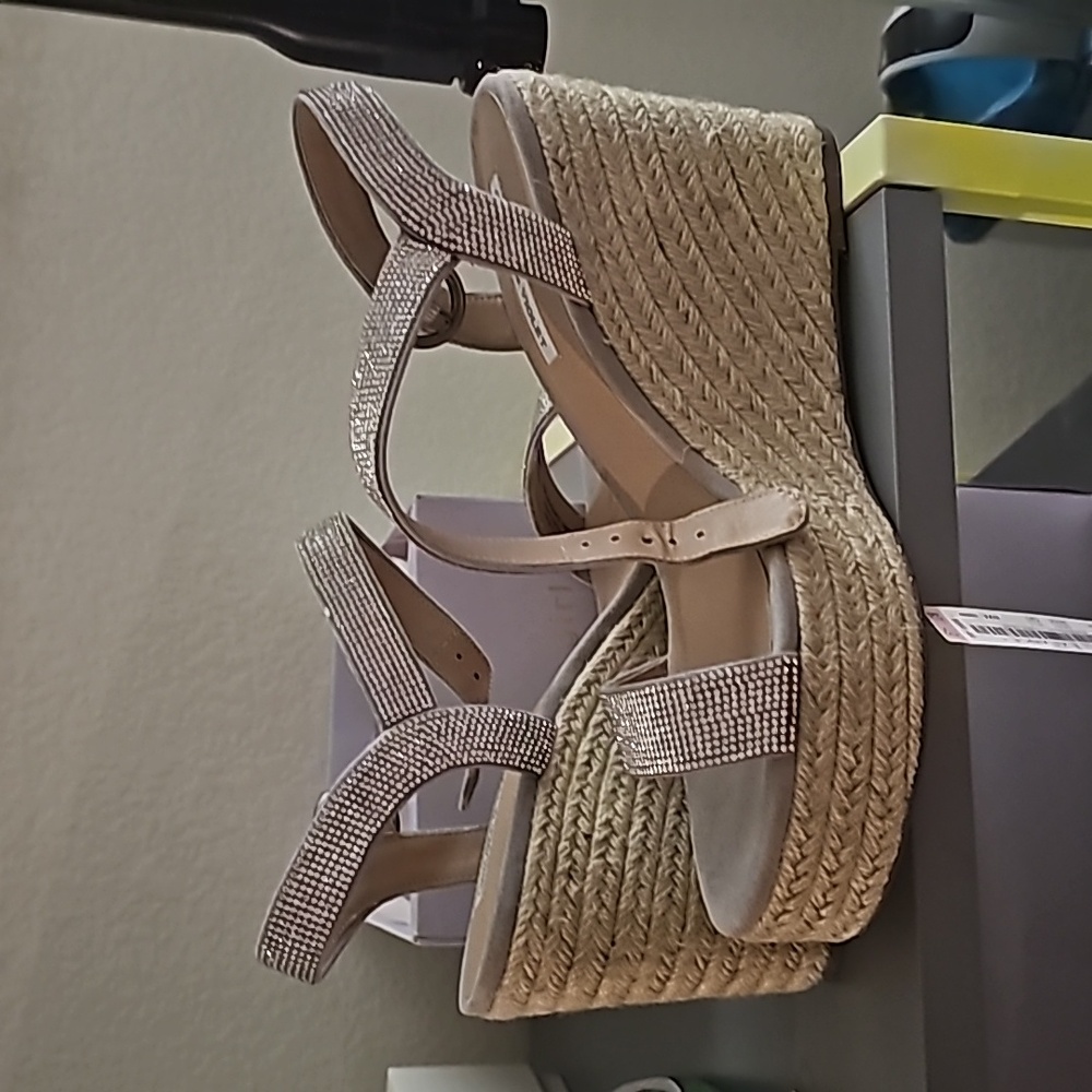 Chelsea & Violet Size 10 Rhinestone Henna 4” Espadrille Wedge Sandals New